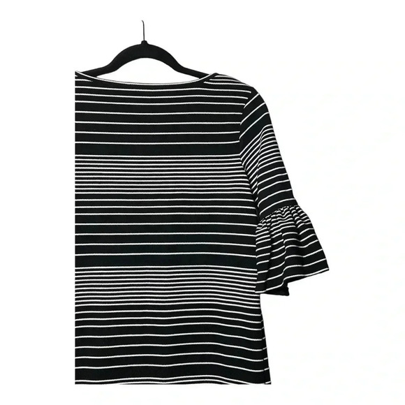 1313. MAX STUDIO BELL HALF SLEEVE SHIFT DRESS STRIPES BLACK/WHITE IN COLOR XSM - Picture 8 of 10